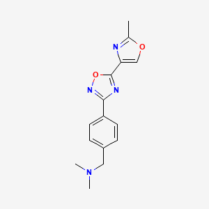 molecular formula C15H16N4O2 B6990957 N,N-dimethyl-1-[4-[5-(2-methyl-1,3-oxazol-4-yl)-1,2,4-oxadiazol-3-yl]phenyl]methanamine 