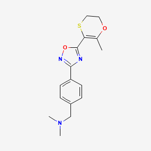 molecular formula C16H19N3O2S B6990961 N,N-dimethyl-1-[4-[5-(6-methyl-2,3-dihydro-1,4-oxathiin-5-yl)-1,2,4-oxadiazol-3-yl]phenyl]methanamine 