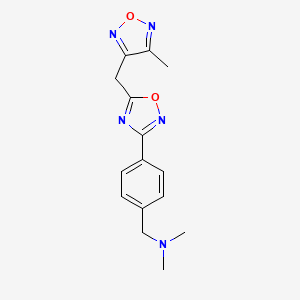 molecular formula C15H17N5O2 B6990971 N,N-dimethyl-1-[4-[5-[(4-methyl-1,2,5-oxadiazol-3-yl)methyl]-1,2,4-oxadiazol-3-yl]phenyl]methanamine 
