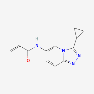 molecular formula C12H12N4O B6991219 N-(3-cyclopropyl-[1,2,4]triazolo[4,3-a]pyridin-6-yl)prop-2-enamide 