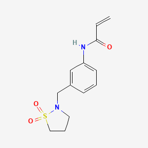 molecular formula C13H16N2O3S B6991334 N-[3-[(1,1-dioxo-1,2-thiazolidin-2-yl)methyl]phenyl]prop-2-enamide 