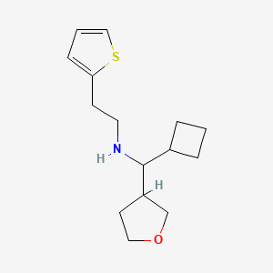 molecular formula C15H23NOS B6991392 N-[cyclobutyl(oxolan-3-yl)methyl]-2-thiophen-2-ylethanamine 