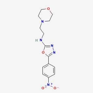 molecular formula C14H17N5O4 B6991395 N-(2-morpholin-4-ylethyl)-5-(4-nitrophenyl)-1,3,4-oxadiazol-2-amine 