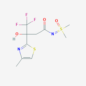 molecular formula C10H13F3N2O3S2 B6991480 N-[dimethyl(oxo)-lambda6-sulfanylidene]-4,4,4-trifluoro-3-hydroxy-3-(4-methyl-1,3-thiazol-2-yl)butanamide 