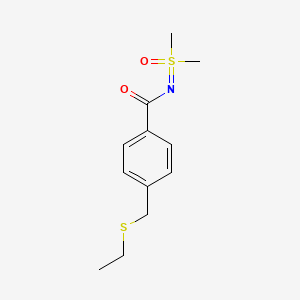 molecular formula C12H17NO2S2 B6991507 N-[dimethyl(oxo)-lambda6-sulfanylidene]-4-(ethylsulfanylmethyl)benzamide 