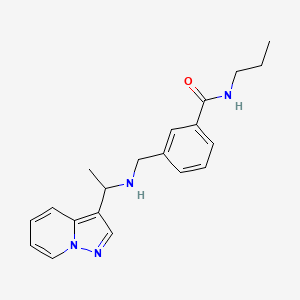 molecular formula C20H24N4O B6992053 N-propyl-3-[(1-pyrazolo[1,5-a]pyridin-3-ylethylamino)methyl]benzamide 