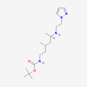 molecular formula C17H32N4O2 B6992056 tert-butyl N-[3-methyl-5-(2-pyrazol-1-ylethylamino)hexyl]carbamate 