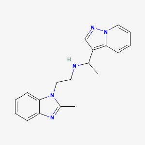 molecular formula C19H21N5 B6992077 N-[2-(2-methylbenzimidazol-1-yl)ethyl]-1-pyrazolo[1,5-a]pyridin-3-ylethanamine 