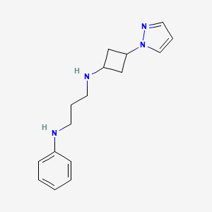 molecular formula C16H22N4 B6992099 N'-phenyl-N-(3-pyrazol-1-ylcyclobutyl)propane-1,3-diamine 