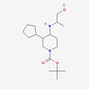 molecular formula C18H34N2O3 B6992220 Tert-butyl 3-cyclopentyl-4-(1-hydroxypropan-2-ylamino)piperidine-1-carboxylate 