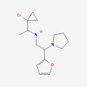 molecular formula C15H23BrN2O B6992246 N-[1-(1-bromocyclopropyl)ethyl]-2-(furan-2-yl)-2-pyrrolidin-1-ylethanamine 