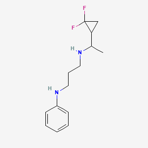 molecular formula C14H20F2N2 B6992359 N'-[1-(2,2-difluorocyclopropyl)ethyl]-N-phenylpropane-1,3-diamine 