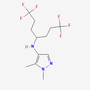 molecular formula C12H17F6N3 B6992445 N-(1,1,1,7,7,7-hexafluoroheptan-4-yl)-1,5-dimethylpyrazol-4-amine 