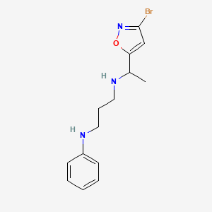 molecular formula C14H18BrN3O B6992446 N'-[1-(3-bromo-1,2-oxazol-5-yl)ethyl]-N-phenylpropane-1,3-diamine 