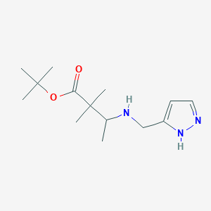 molecular formula C14H25N3O2 B6992484 tert-butyl 2,2-dimethyl-3-(1H-pyrazol-5-ylmethylamino)butanoate 