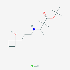 molecular formula C17H34ClNO3 B6992491 Tert-butyl 3-[3-(1-hydroxycyclobutyl)propylamino]-2,2-dimethylbutanoate;hydrochloride 