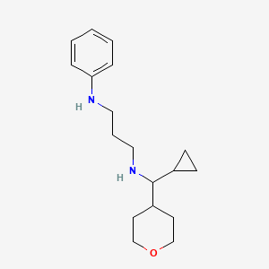 molecular formula C18H28N2O B6992495 N'-[cyclopropyl(oxan-4-yl)methyl]-N-phenylpropane-1,3-diamine 