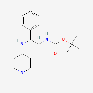 molecular formula C20H33N3O2 B6992502 tert-butyl N-[1-[(1-methylpiperidin-4-yl)amino]-1-phenylpropan-2-yl]carbamate 