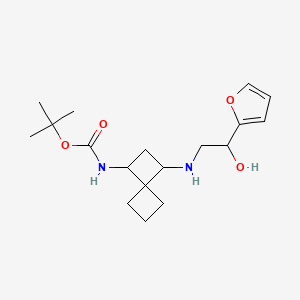 molecular formula C18H28N2O4 B6992507 tert-butyl N-[1-[[2-(furan-2-yl)-2-hydroxyethyl]amino]spiro[3.3]heptan-3-yl]carbamate 