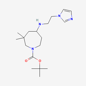 molecular formula C18H32N4O2 B6992619 Tert-butyl 5-(2-imidazol-1-ylethylamino)-3,3-dimethylazepane-1-carboxylate 