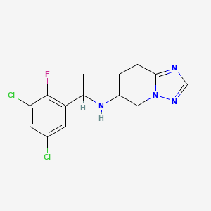molecular formula C14H15Cl2FN4 B6992657 N-[1-(3,5-dichloro-2-fluorophenyl)ethyl]-5,6,7,8-tetrahydro-[1,2,4]triazolo[1,5-a]pyridin-6-amine 