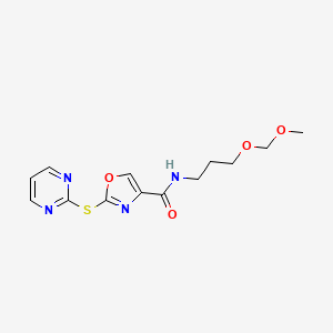 molecular formula C13H16N4O4S B6992977 N-[3-(methoxymethoxy)propyl]-2-pyrimidin-2-ylsulfanyl-1,3-oxazole-4-carboxamide 