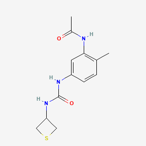 molecular formula C13H17N3O2S B6993255 N-[2-methyl-5-(thietan-3-ylcarbamoylamino)phenyl]acetamide 