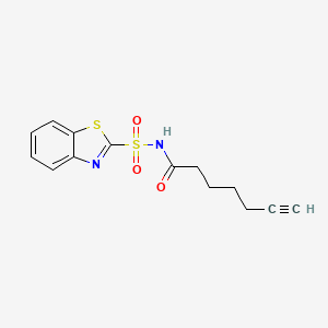 molecular formula C14H14N2O3S2 B6993306 N-(1,3-benzothiazol-2-ylsulfonyl)hept-6-ynamide 