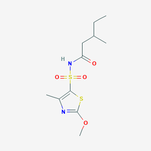 molecular formula C11H18N2O4S2 B6993377 N-[(2-methoxy-4-methyl-1,3-thiazol-5-yl)sulfonyl]-3-methylpentanamide 
