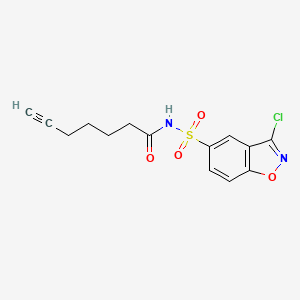 molecular formula C14H13ClN2O4S B6993424 N-[(3-chloro-1,2-benzoxazol-5-yl)sulfonyl]hept-6-ynamide 