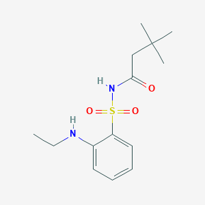 molecular formula C14H22N2O3S B6993525 N-[2-(ethylamino)phenyl]sulfonyl-3,3-dimethylbutanamide 