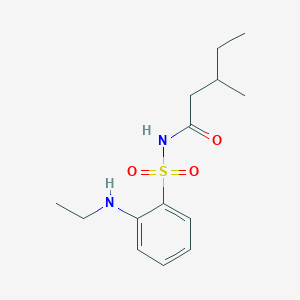 molecular formula C14H22N2O3S B6993532 N-[2-(ethylamino)phenyl]sulfonyl-3-methylpentanamide 