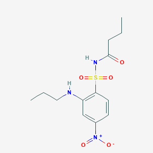 molecular formula C13H19N3O5S B6993589 N-[4-nitro-2-(propylamino)phenyl]sulfonylbutanamide 