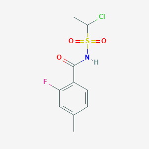 molecular formula C10H11ClFNO3S B6993630 N-(1-chloroethylsulfonyl)-2-fluoro-4-methylbenzamide 