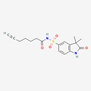 molecular formula C17H20N2O4S B6993649 N-[(3,3-dimethyl-2-oxo-1H-indol-5-yl)sulfonyl]hept-6-ynamide 