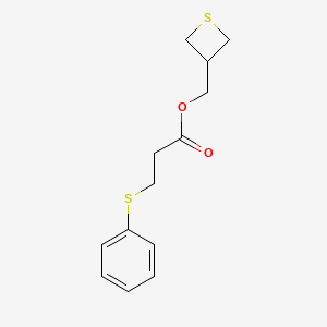 molecular formula C13H16O2S2 B6993684 Thietan-3-ylmethyl 3-phenylsulfanylpropanoate 