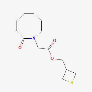 molecular formula C13H21NO3S B6993685 Thietan-3-ylmethyl 2-(2-oxoazocan-1-yl)acetate 
