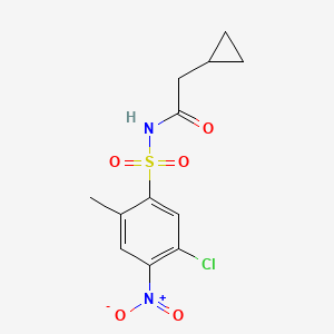 molecular formula C12H13ClN2O5S B6993767 N-(5-chloro-2-methyl-4-nitrophenyl)sulfonyl-2-cyclopropylacetamide 