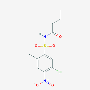 molecular formula C11H13ClN2O5S B6993768 N-(5-chloro-2-methyl-4-nitrophenyl)sulfonylbutanamide 