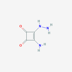 molecular formula C4H5N3O2 B069938 3-Amino-4-hydrazinylcyclobut-3-ene-1,2-dione CAS No. 178324-48-6