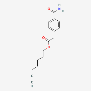 molecular formula C16H19NO3 B6993831 Hept-6-ynyl 2-(4-carbamoylphenyl)acetate 