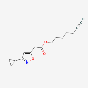 molecular formula C15H19NO3 B6993838 Hept-6-ynyl 2-(3-cyclopropyl-1,2-oxazol-5-yl)acetate 