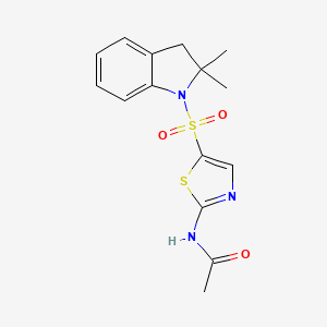 molecular formula C15H17N3O3S2 B6993859 N-[5-[(2,2-dimethyl-3H-indol-1-yl)sulfonyl]-1,3-thiazol-2-yl]acetamide 