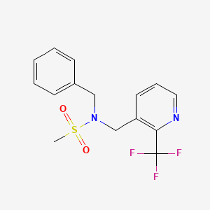 molecular formula C15H15F3N2O2S B6993900 N-benzyl-N-[[2-(trifluoromethyl)pyridin-3-yl]methyl]methanesulfonamide 