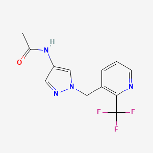 molecular formula C12H11F3N4O B6993990 N-[1-[[2-(trifluoromethyl)pyridin-3-yl]methyl]pyrazol-4-yl]acetamide 