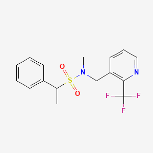molecular formula C16H17F3N2O2S B6994001 N-methyl-1-phenyl-N-[[2-(trifluoromethyl)pyridin-3-yl]methyl]ethanesulfonamide 