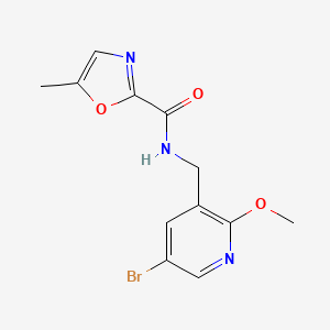 molecular formula C12H12BrN3O3 B6994052 N-[(5-bromo-2-methoxypyridin-3-yl)methyl]-5-methyl-1,3-oxazole-2-carboxamide 