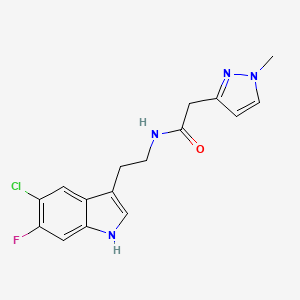molecular formula C16H16ClFN4O B6994081 N-[2-(5-chloro-6-fluoro-1H-indol-3-yl)ethyl]-2-(1-methylpyrazol-3-yl)acetamide 