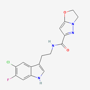 molecular formula C16H14ClFN4O2 B6994107 N-[2-(5-chloro-6-fluoro-1H-indol-3-yl)ethyl]-2,3-dihydropyrazolo[5,1-b][1,3]oxazole-6-carboxamide 