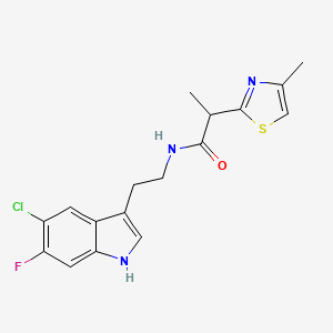 molecular formula C17H17ClFN3OS B6994111 N-[2-(5-chloro-6-fluoro-1H-indol-3-yl)ethyl]-2-(4-methyl-1,3-thiazol-2-yl)propanamide 